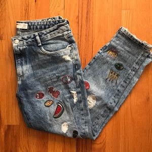 Brand new Zara patched jeans